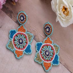 UNIVERSITY TRENDZ Beaded Classic Drop Earrings-43
