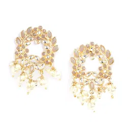 HOT AND BOLD Gold-Plated Artificial Beads Classic Drop Earrings-47