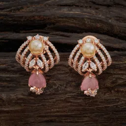 Kushal's Fashion Jewellery Rose Gold-Plated Cubic Zirconia Classic Drop Earrings-12