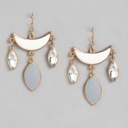RICHEERA Women Crescent Shaped Stone Studded Drop Earrings-image-26