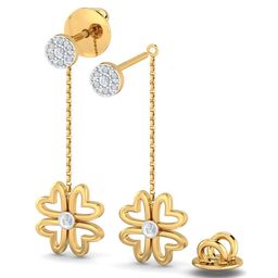 KUBERBOX 18KT Gold Diamond-Studded Drop Earrings - 2.67gm-image-16