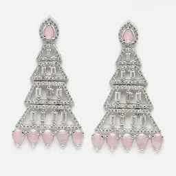 Aazeen Pink Triangular Drop Earrings-47