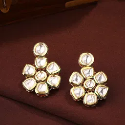 Priyaasi Gold-Plated Kundan Studded Drop Earrings-71