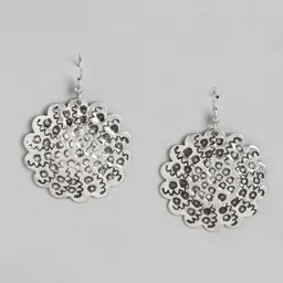 RICHEERA Silver-Plated Floral Drop Earrings-45