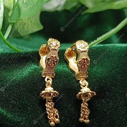 Vighnaharta Gold-Plated Floral Drop Earrings-11