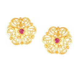 Vighnaharta Gold-Plated Floral Studs Earrings-image-78