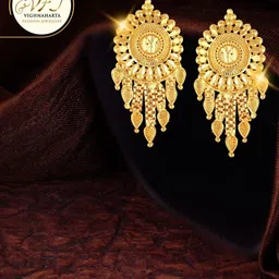 Vighnaharta Gold-Plated Floral Drop Earrings-image-60