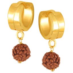 Vighnaharta Gold-Plated Rudraksha Drop Earrings-image-91