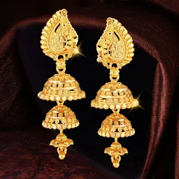Vighnaharta Gold-Plated Floral Drop Earrings-image-64