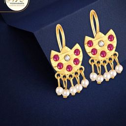 Vighnaharta Gold-Toned Floral Drop Earrings-image-17