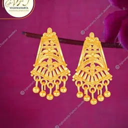 Vighnaharta Gold-Plated Contemporary Drop Earrings-picture-12