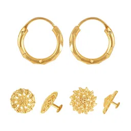 Vighnaharta Set Of 3 Gold-Plated Circular Shaped Hoop Earrings-15