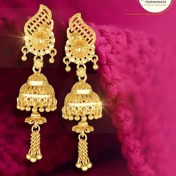 Vighnaharta Gold-Plated Floral Drop Earrings-20