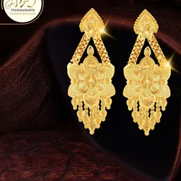 Vighnaharta Gold-Plated Floral Drop Earrings-image-94