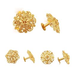 Vighnaharta Set Of 3 Gold-Plated Floral Shaped Stud Earrings-10