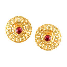 Vighnaharta Gold-Plated Floral Studs Earrings-image-86
