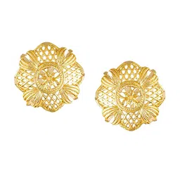 Vighnaharta Gold-Plated Floral Drop Earrings-12