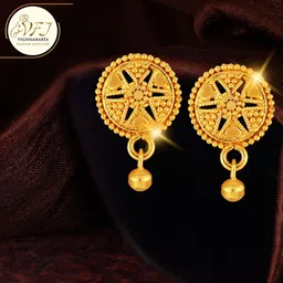 Vighnaharta Gold-Plated Floral Drop Earrings-37