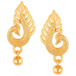 Vighnaharta Gold-Plated Alloy Floral Drop Earrings-image-30