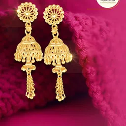 Vighnaharta Gold-Plated Dome Jhumkas Earrings-22