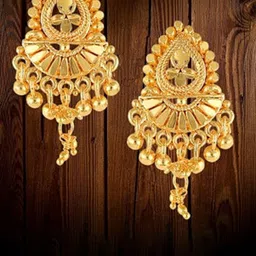 Vighnaharta Gold Plated Floral Drop Earrings-image-8