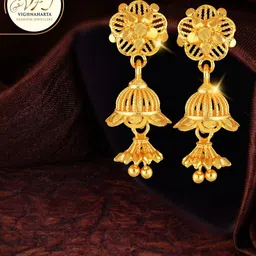 Vighnaharta Gold-Plated Floral Drop Earrings-image-63