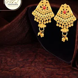 Vighnaharta Gold-Plated Contemporary Drop Earrings-picture-11