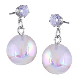Vighnaharta Rhodium-Plated Spherical Shaped Beaded Drop Earrings-29