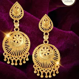 Vighnaharta Gold-Plated Floral Drop Earrings-12