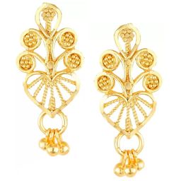 Vighnaharta Gold-Plated Floral Drop Earrings-15