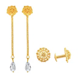 Vighnaharta Set Of 2 Gold Plated Floral Drop Earrings-56