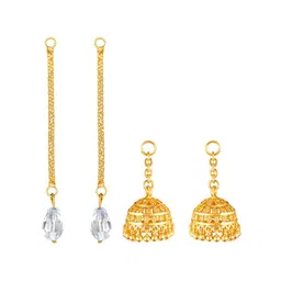 Vighnaharta Set Of 2 Gold-Plated Floral Removable Stud and Chain Drop Earring-50