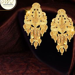 Vighnaharta Gold-Plated Classic Drop Earrings-6