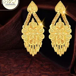 Vighnaharta Gold Plated Floral Drop Earrings-image-62