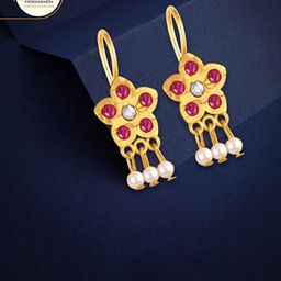 Vighnaharta Gold-Toned Floral Drop Earrings-image-18