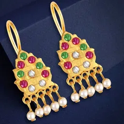 Vighnaharta Gold-Plated Floral Drop Earrings-image-85