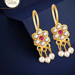 Vighnaharta Gold Plated Floral Drop Earrings-image-84