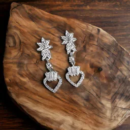 DressBerry Silver-Plated Floral  Zircon Studded Drop Earrings-picture-18
