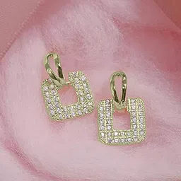 OOMPH Cubic Zirconia Studded Square Drop Earrings-image-98