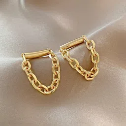 Yellow Chimes Gold Toned Linked Chain Drop Earrings-74