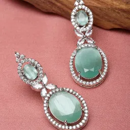 Kennice Rhodium-Plated Oval Drop Earrings-image-59