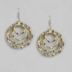 RICHEERA Gold-Plated Circular Drop Earrings-68