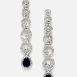 Aazeen Rhodium-Plated Circular Drop Earrings-39