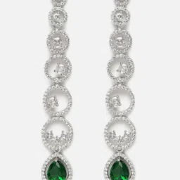 Aazeen Rhodium-Plated Circular Drop Earrings-picture-41