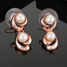 Estele Rose Gold-Plated Circular Pearls Drop Earrings-58