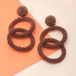 Madame Brown Circular Handcrafted Beaded Drop Earrings-16