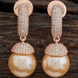 Kushal's Fashion Jewellery Rose Gold-Plated Cubic Zirconia Studded Circular Drop Earrings-7