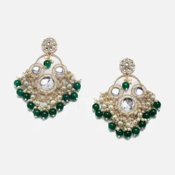Anouk Gold-Toned Gold-Plated Kundan Contemporary Drop Earrings-71
