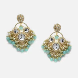 Anouk Gold-Plated Kundan-Studded & Beaded Contemporary Drop Earrings-45