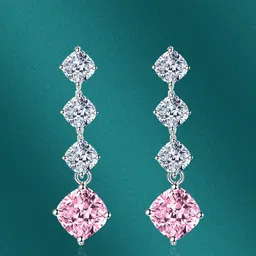 Designs & You Silver-Plated CZ-Studded Square Shaped Drop Earrings-15